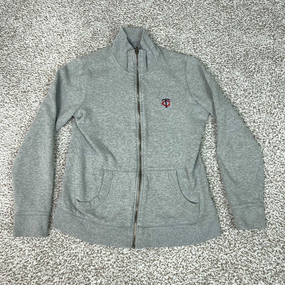 Minnesota Twins‎ Jacket Womens Medium Gray MLB Baseball Full Zip Sweatshirt Logo